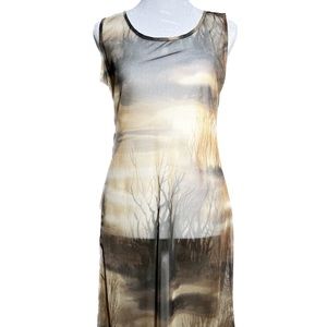 Unique Desert Print Mesh Maxi Dress